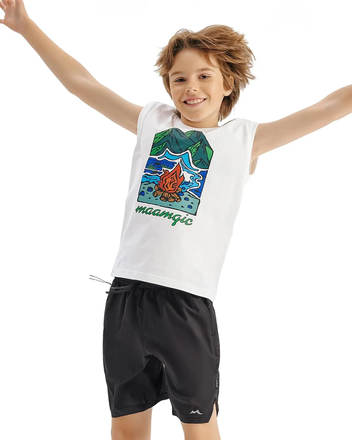 maamgic Boys Athletic Shorts with Liner Teens Youth 2 in 1 Active Running Shorts