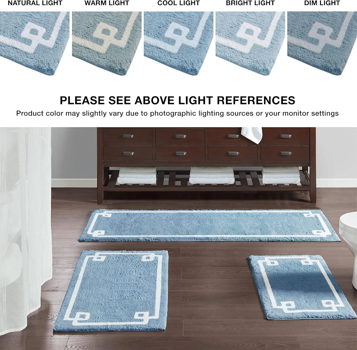 Madison Park Evan 100% Cotton Bathroom Rug Non Slip Backing-Luxrurious Tufted Plush Bath Mat Absorbent, Quick Dry, Spa Design Shower Room Décor, 20x30, Blue
