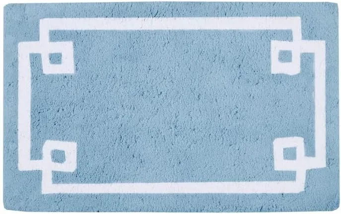 Madison Park Evan 100% Cotton Bathroom Rug Non Slip Backing-Luxrurious Tufted Plush Bath Mat Absorbent, Quick Dry, Spa Design Shower Room Décor, 20x30, Blue