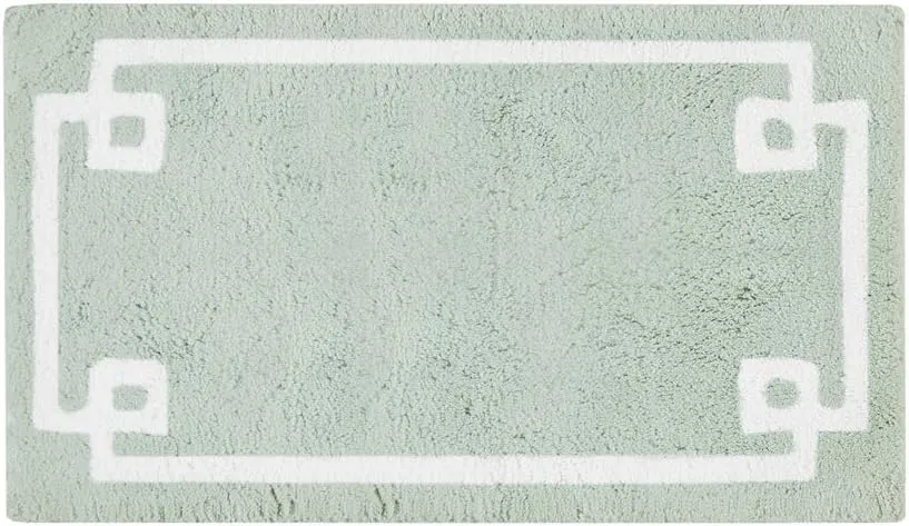Madison Park Evan 100% Cotton Bathroom Rug Non Slip Backing-Luxrurious Tufted Plush Bath Mat Absorbent, Quick Dry, Spa Design Shower Room Décor, 20x30, Seafoam