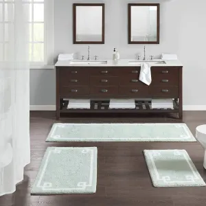 Madison Park Evan 100% Cotton Bathroom Rug Non Slip Backing-Luxrurious Tufted Plush Bath Mat Absorbent, Quick Dry, Spa Design Shower Room Décor, 20x30, Seafoam