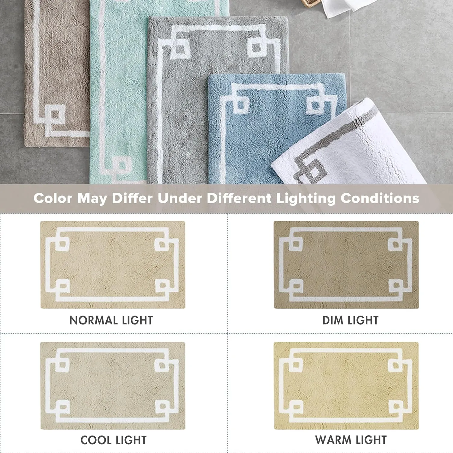 Madison Park Evan 100% Cotton Bathroom Rug Non Slip Backing-Luxrurious Tufted Plush Bath Mat Absorbent, Quick Dry, Spa Design Shower Room Décor, 20x30, Taupe