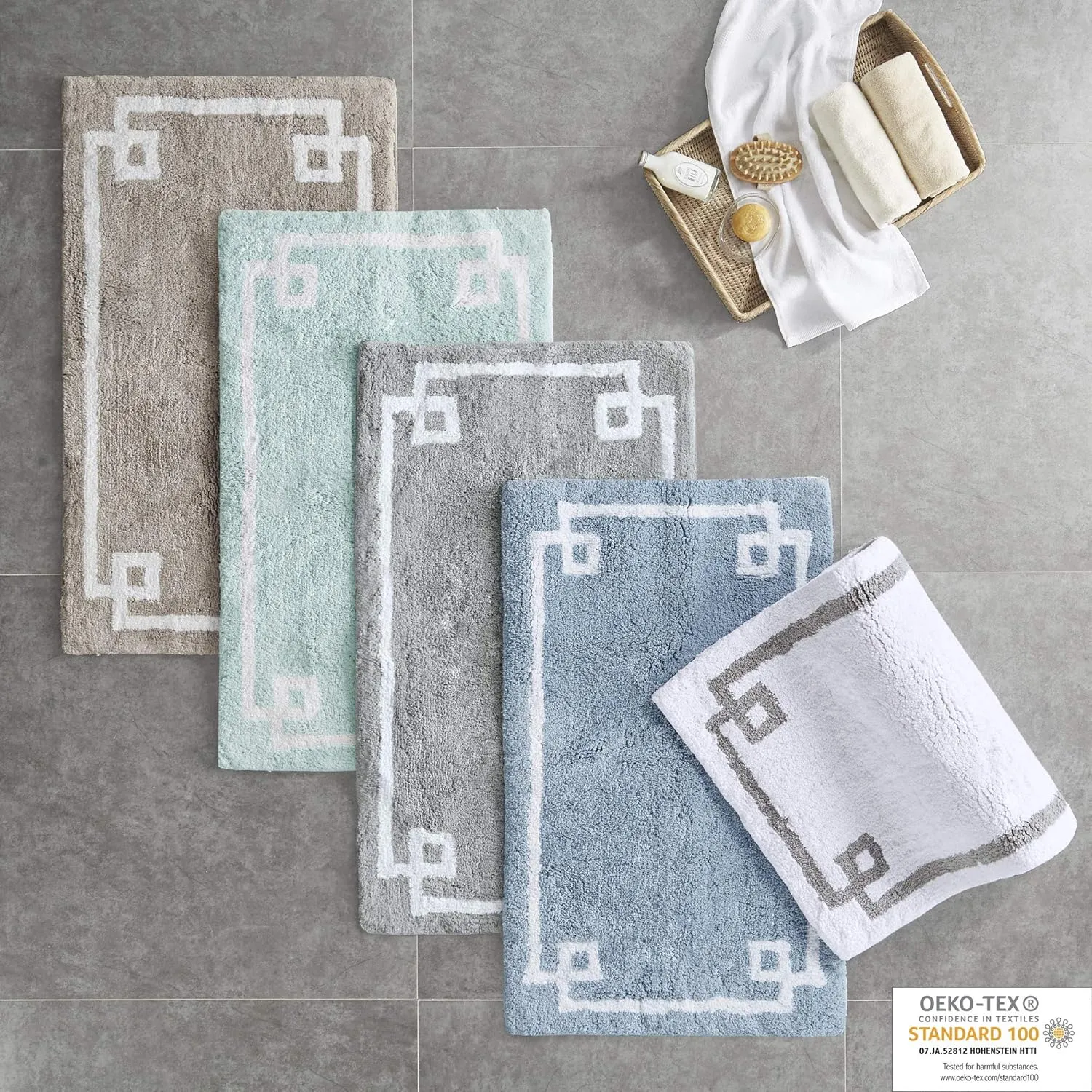 Madison Park Evan 100% Cotton Bathroom Rug Non Slip Backing-Luxrurious Tufted Plush Bath Mat Absorbent, Quick Dry, Spa Design Shower Room Décor, 20x30, White