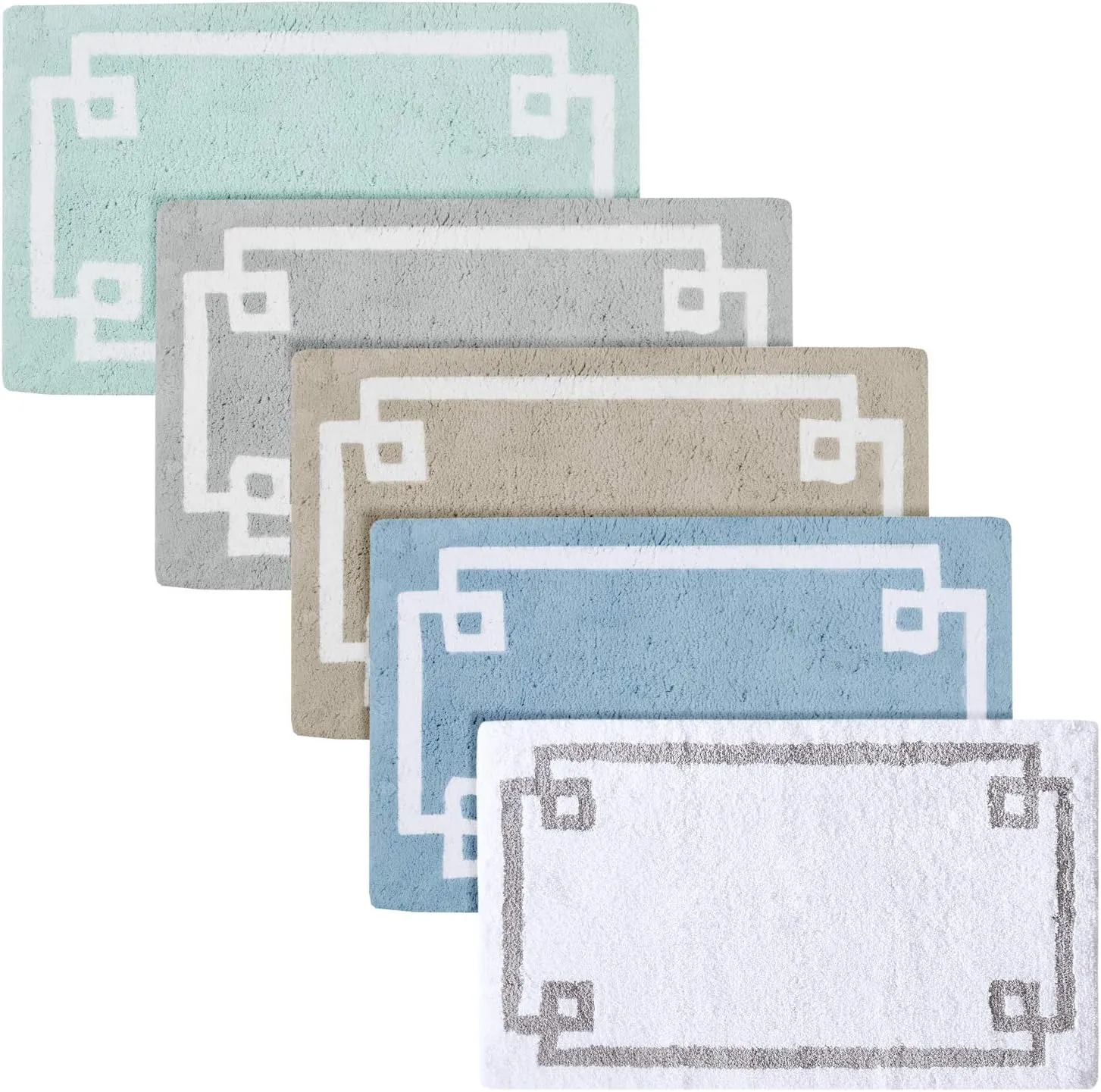 Madison Park Evan 100% Cotton Bathroom Rug Non Slip Backing-Luxrurious Tufted Plush Bath Mat Absorbent, Quick Dry, Spa Design Shower Room Décor, 20x30, White