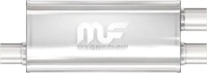 MagnaFlow Performance Exhaust Muffler 12266: 2.5"/2.25" Inlet/Outlet, 5x8x18" Oval, Stainless Steel, Satin Finish