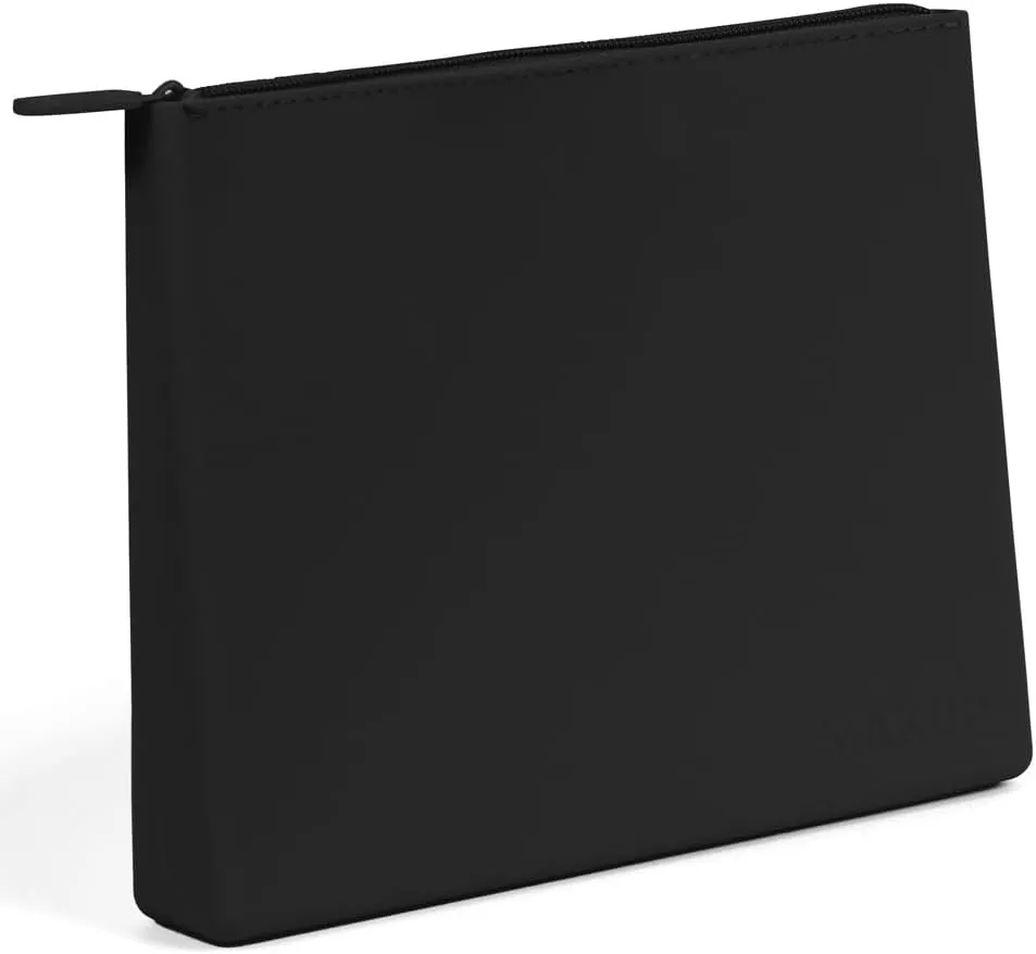 MAKUP Silicone Makeup Bag with Zipper, Washable Bag for Travel, Perfect for Organizing Cosmetics, Brushes, Tools and Toiletries (Black Out)