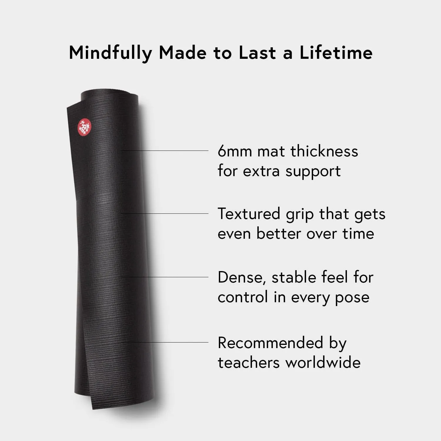 Manduka PRO Yoga Mat - Teacher Recommended, Non-Slip Textured 6mm ultra-dense, Hot Yoga Workout, Studio at Home Pilates