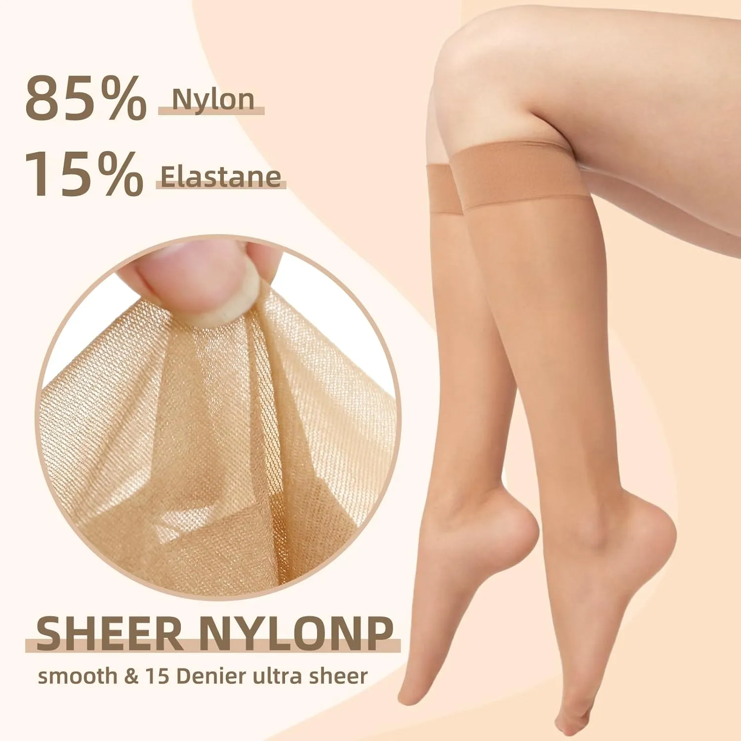 MANZI 12 Pairs Lady's Sheer Knee High Stockings for Women