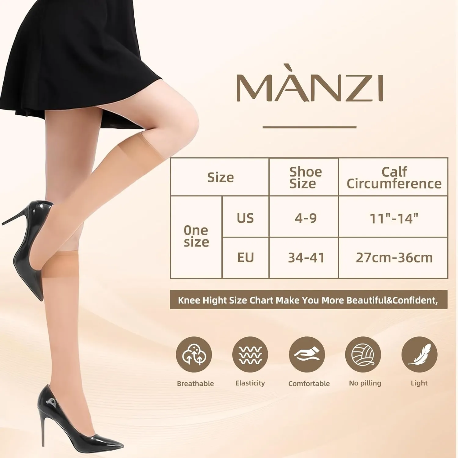 MANZI 12 Pairs Lady's Sheer Knee High Stockings for Women