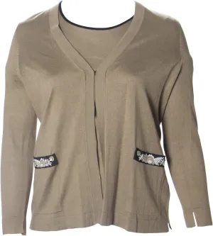 Marina Rinaldi Women's USA Silk 2-Piece Sweater Set, Brown