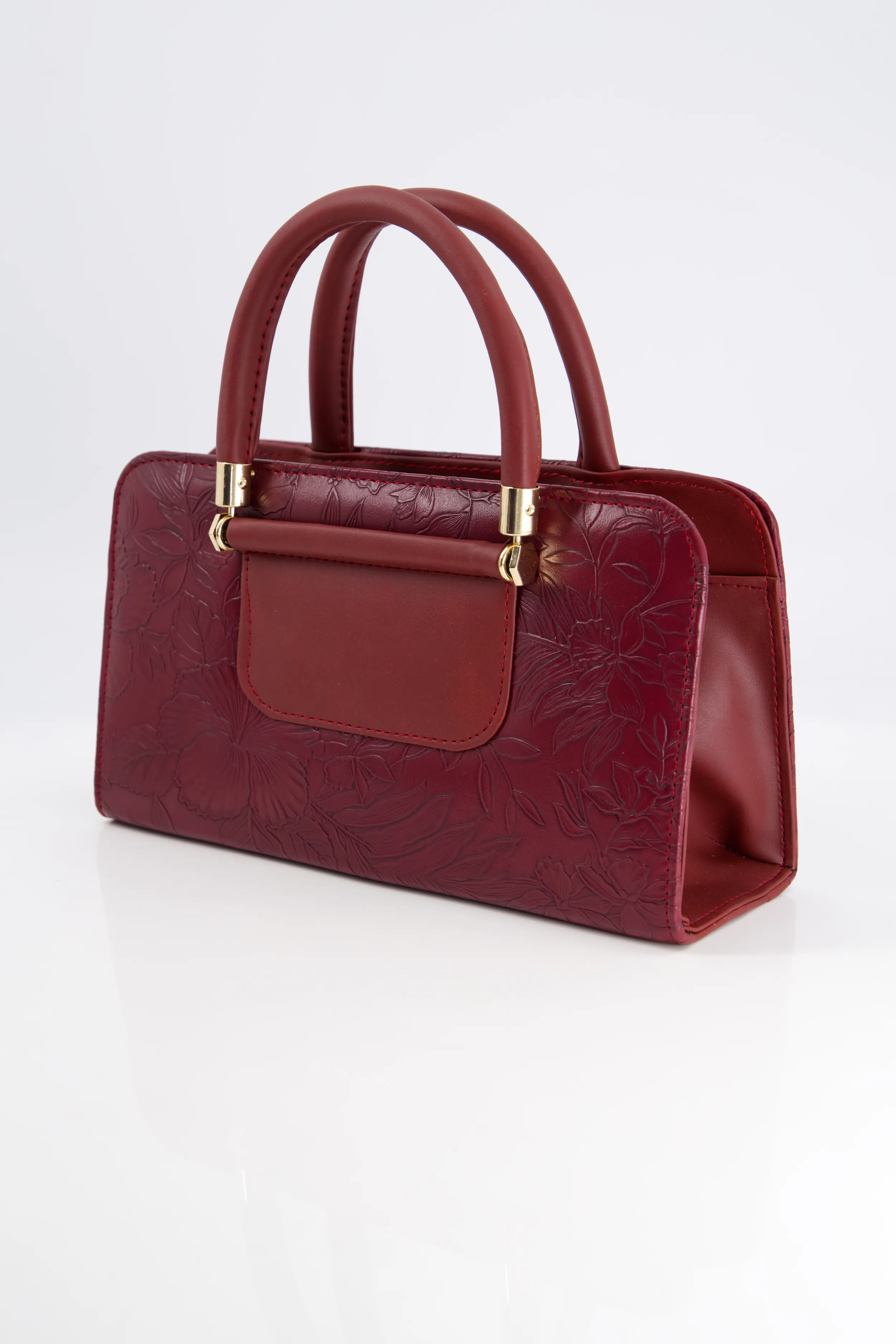Maroon Floral Embossed Bag