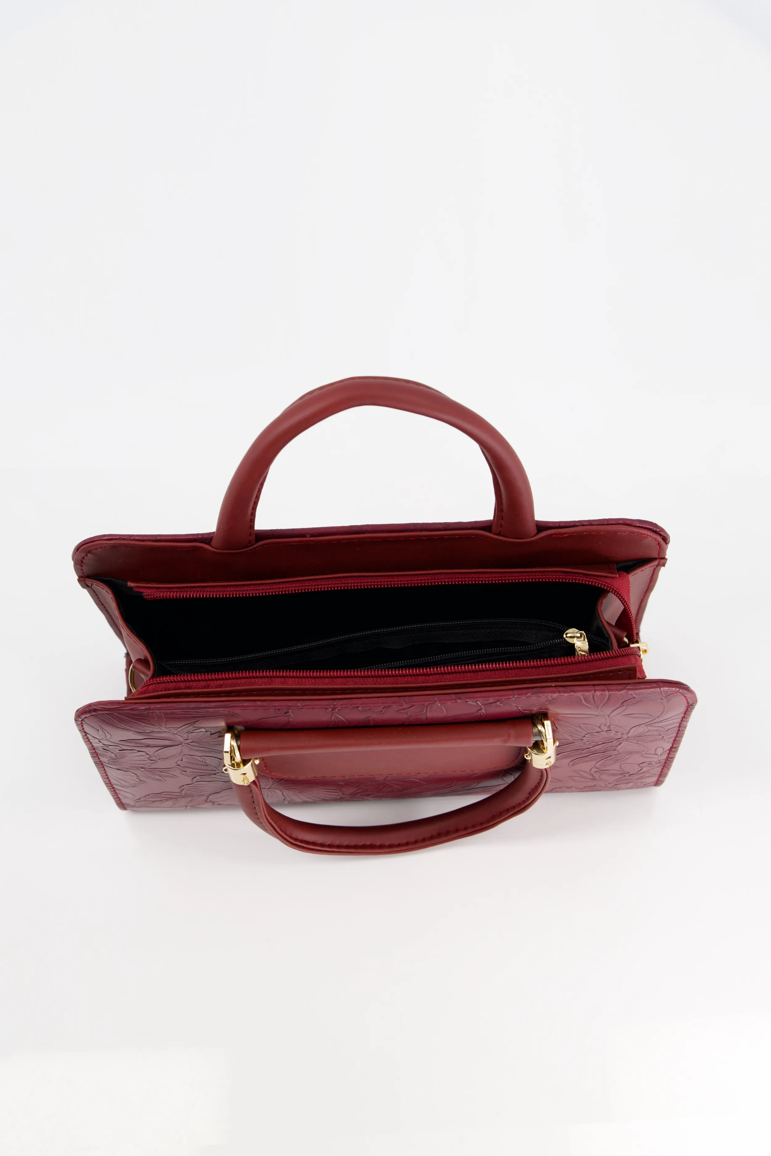 Maroon Floral Embossed Bag