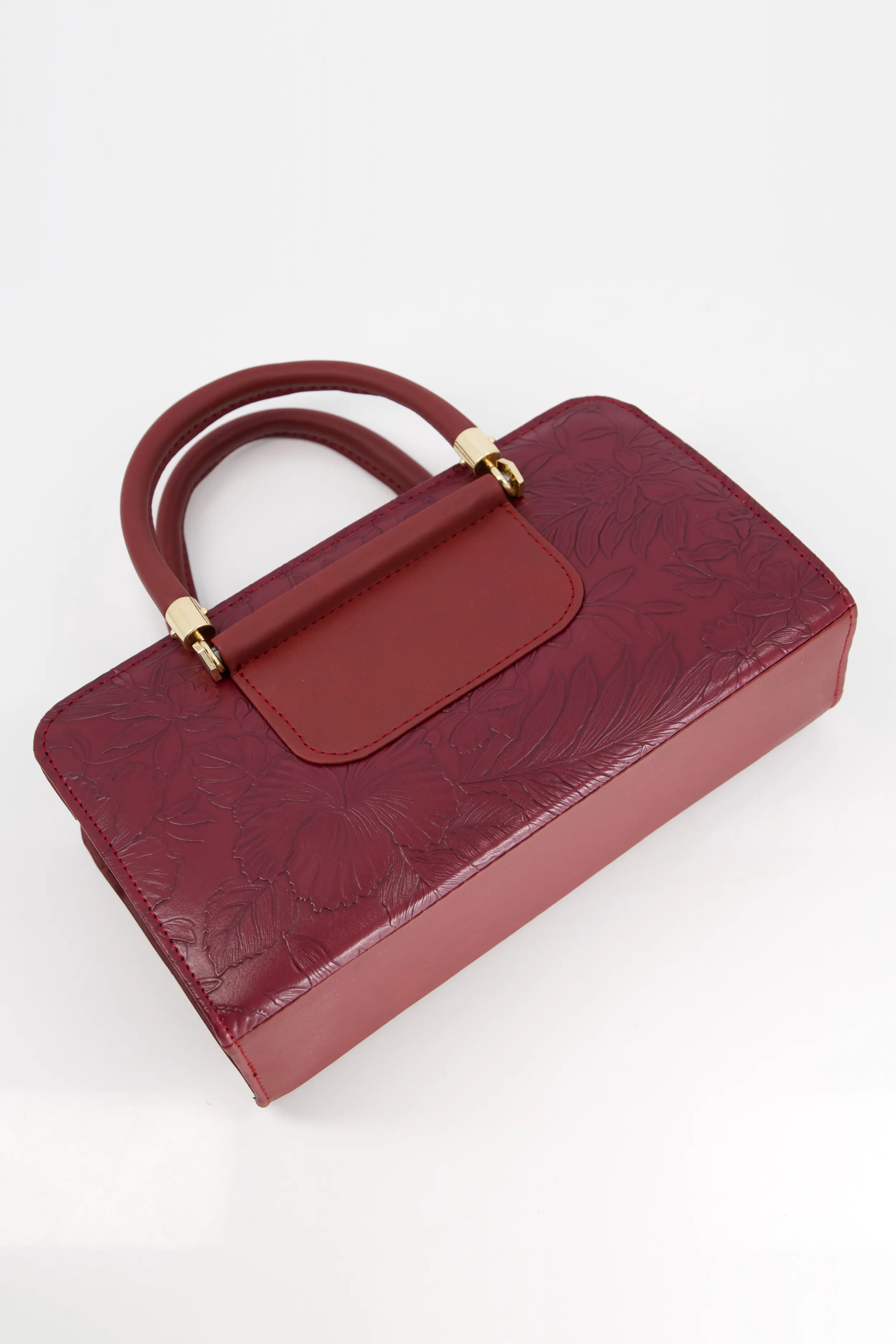 Maroon Floral Embossed Bag