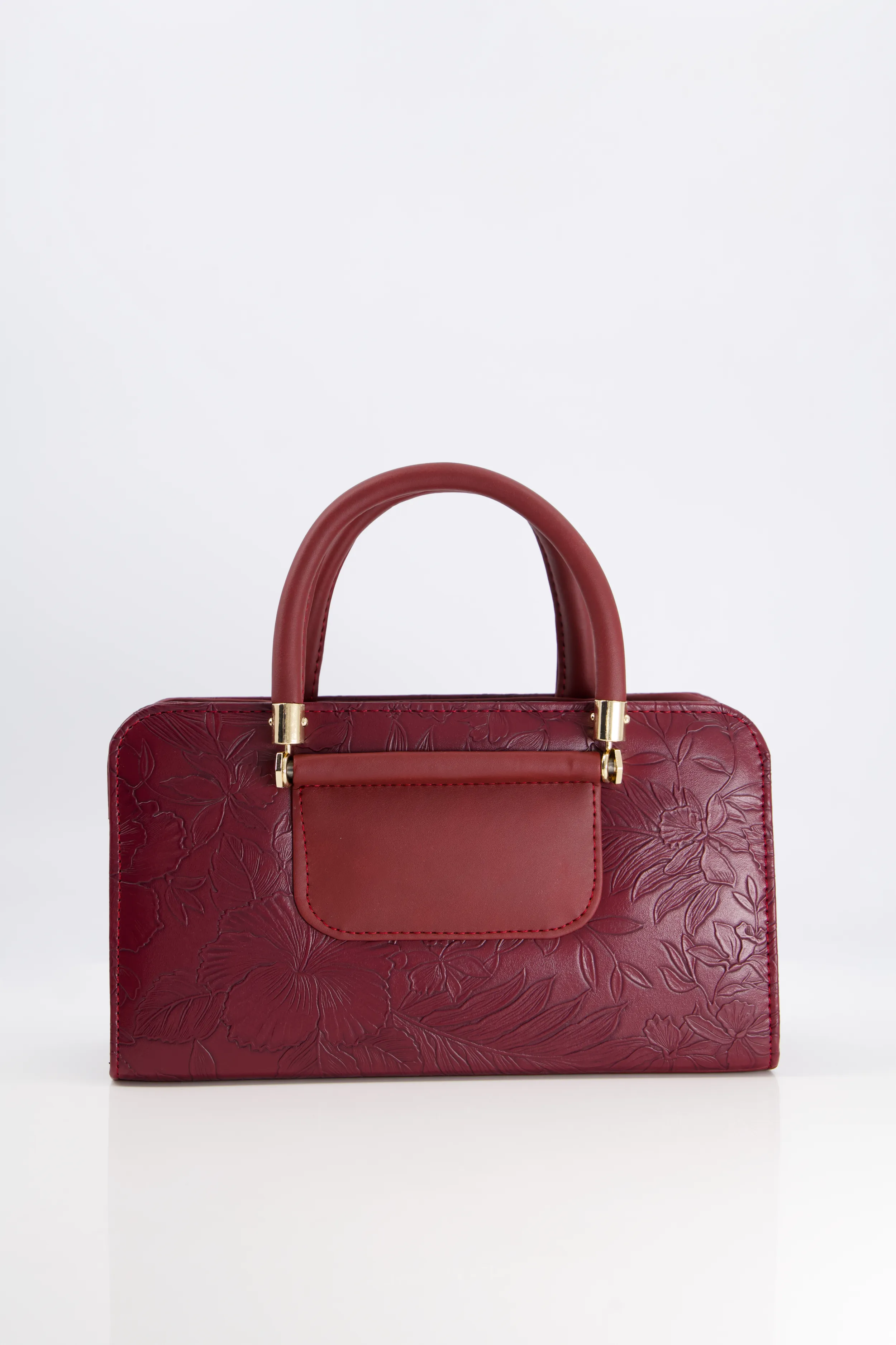 Maroon Floral Embossed Bag