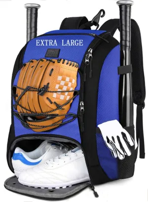 MATEIN Baseball Backpack, Softball Bat Bag with Shoes Compartment for Youth, Boys and Adult, Lightweight Baseball Bag with Fence Hook Hold TBall Bat, Batting Mitten, Helmet, Caps, Teeball Gear