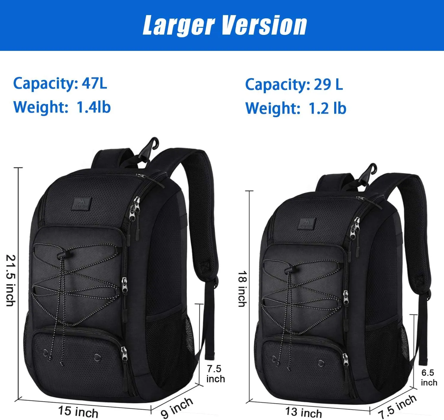 MATEIN Baseball Backpack, Softball Bat Bag with Shoes Compartment for Youth, Boys and Adult, Lightweight Baseball Bag with Fence Hook Hold TBall Bat, Batting Mitten, Helmet, Caps, Teeball Gear