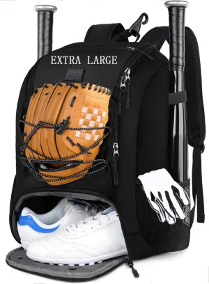 MATEIN Baseball Backpack, Softball Bat Bag with Shoes Compartment for Youth, Boys and Adult, Lightweight Baseball Bag with Fence Hook Hold TBall Bat, Batting Mitten, Helmet, Caps, Teeball Gear