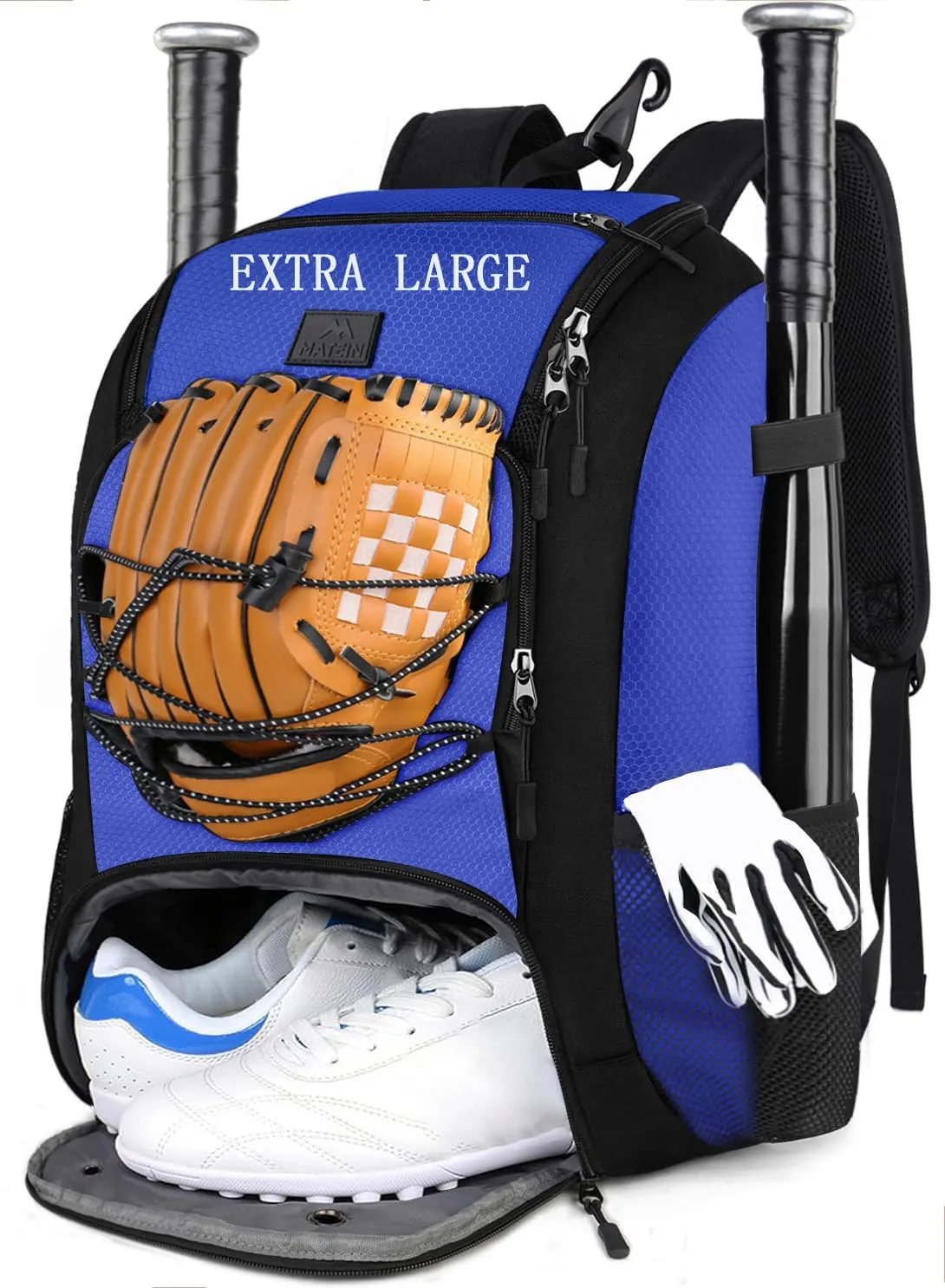 MATEIN Baseball Backpack, Softball Bat Bag with Shoes Compartment for Youth, Boys and Adult, Lightweight Baseball Bag with Fence Hook Hold TBall Bat, Batting Mitten, Helmet, Caps, Teeball Gear