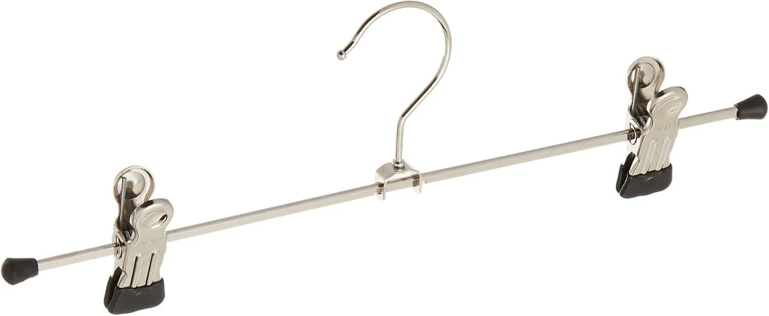 Mawa by Reston Lloyd Non-Slip Space-Saving Clothes Hanger For Pants & Skirts with Two Extra Large Clips, 15 3/4 inch, Style K/40DG, Set of 10, Black