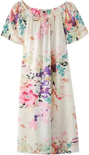MAXFEEL 100% Pure Mulberry Silk Nightgown Classic Nightwear Sleepwear