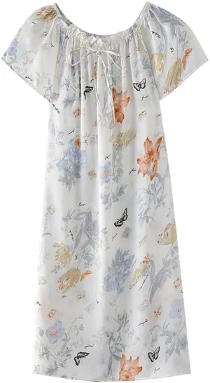 MAXFEEL 100% Pure Mulberry Silk Nightgown Classic Nightwear Sleepwear