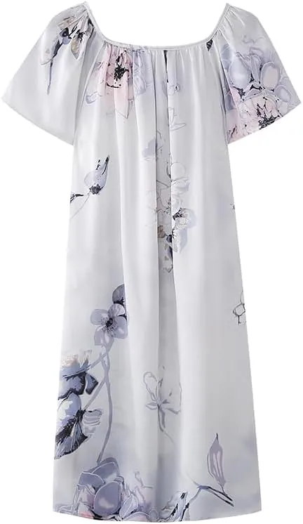 MAXFEEL 100% Pure Mulberry Silk Nightgown Classic Nightwear Sleepwear