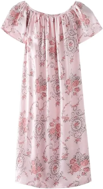 MAXFEEL 100% Pure Mulberry Silk Nightgown Classic Nightwear Sleepwear