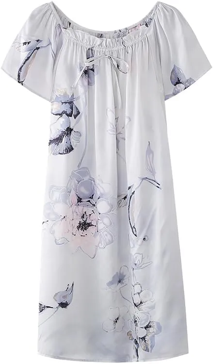 MAXFEEL 100% Pure Mulberry Silk Nightgown Classic Nightwear Sleepwear