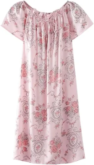 MAXFEEL 100% Pure Mulberry Silk Nightgown Classic Nightwear Sleepwear