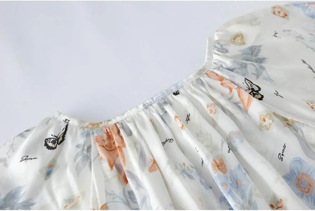 MAXFEEL 100% Pure Mulberry Silk Nightgown Classic Nightwear Sleepwear