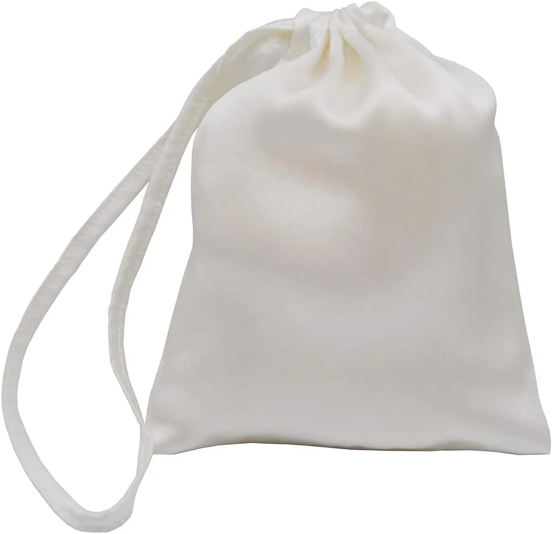 MAXFEEL 100% silk travel bags&gift bags with draw string solid dyed muticolor (White)