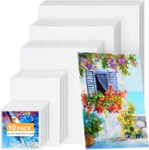 MaxGear Canvases for Painting, 25 Pack Canvas Boards for Painting Art Paint 100% Cotton Primed Paint Supplies, Canvas Panels Set Boards (25 Pack - 5 of Each 4x4, 5x7, 8x10, 9x12, 11x14 Inch)