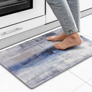MAYHMYO Blue Kitchen Rugs Anti Fatigue Cushioned Non Skid Waterproof Runner Rug and Mats Memory Foam for Floor Laundry Office Sink