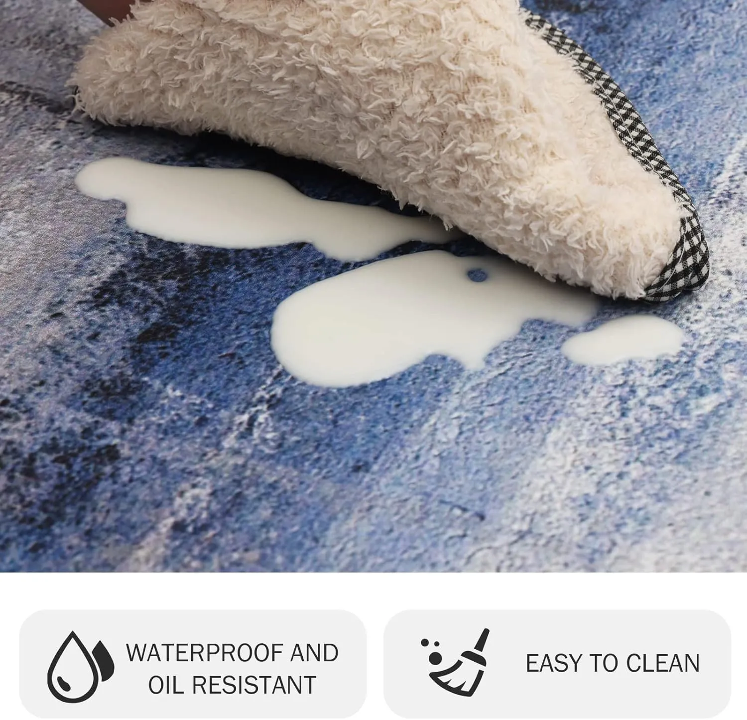 MAYHMYO Blue Kitchen Rugs Anti Fatigue Cushioned Non Skid Waterproof Runner Rug and Mats Memory Foam for Floor Laundry Office Sink