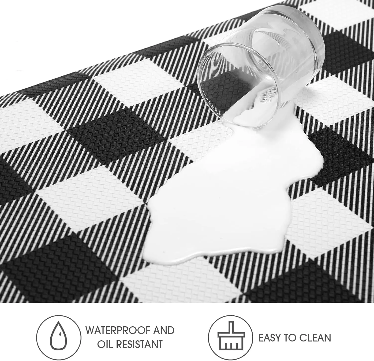 MAYHMYO Kitchen Mat Cushioned 1/2 Inch Thick Anti Fatigue Kitchen Rug Black and White Kitchen Floor Mat Non-Skid & Waterproof Kitchen Rug Comfort Standing Desk Mat for Home Office Sink 17.3"x39"