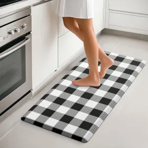 MAYHMYO Kitchen Mat Cushioned 1/2 Inch Thick Anti Fatigue Kitchen Rug Black and White Kitchen Floor Mat Non-Skid & Waterproof Kitchen Rug Comfort Standing Desk Mat for Home Office Sink 17.3"x39"
