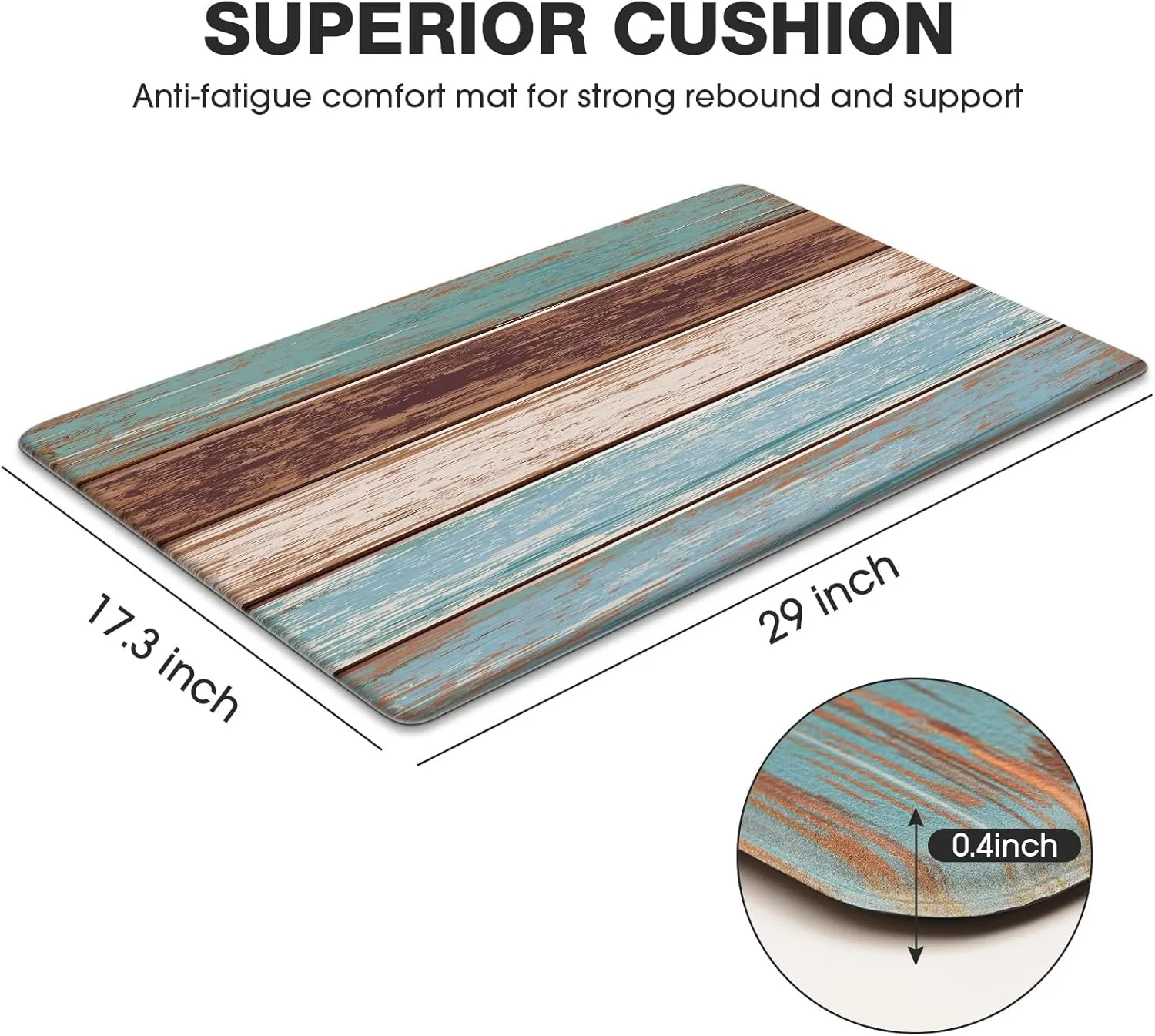 MAYHMYO Kitchen Rug Anti Fatigue Kitchen Mat Cushioned Farmhouse Kitchen Rugs Non Skid Waterproof Kitchen Rugs and Mats Retro Rustic Wood Texture Kitchen Mats for Floor Laundry Standing Desk Sink