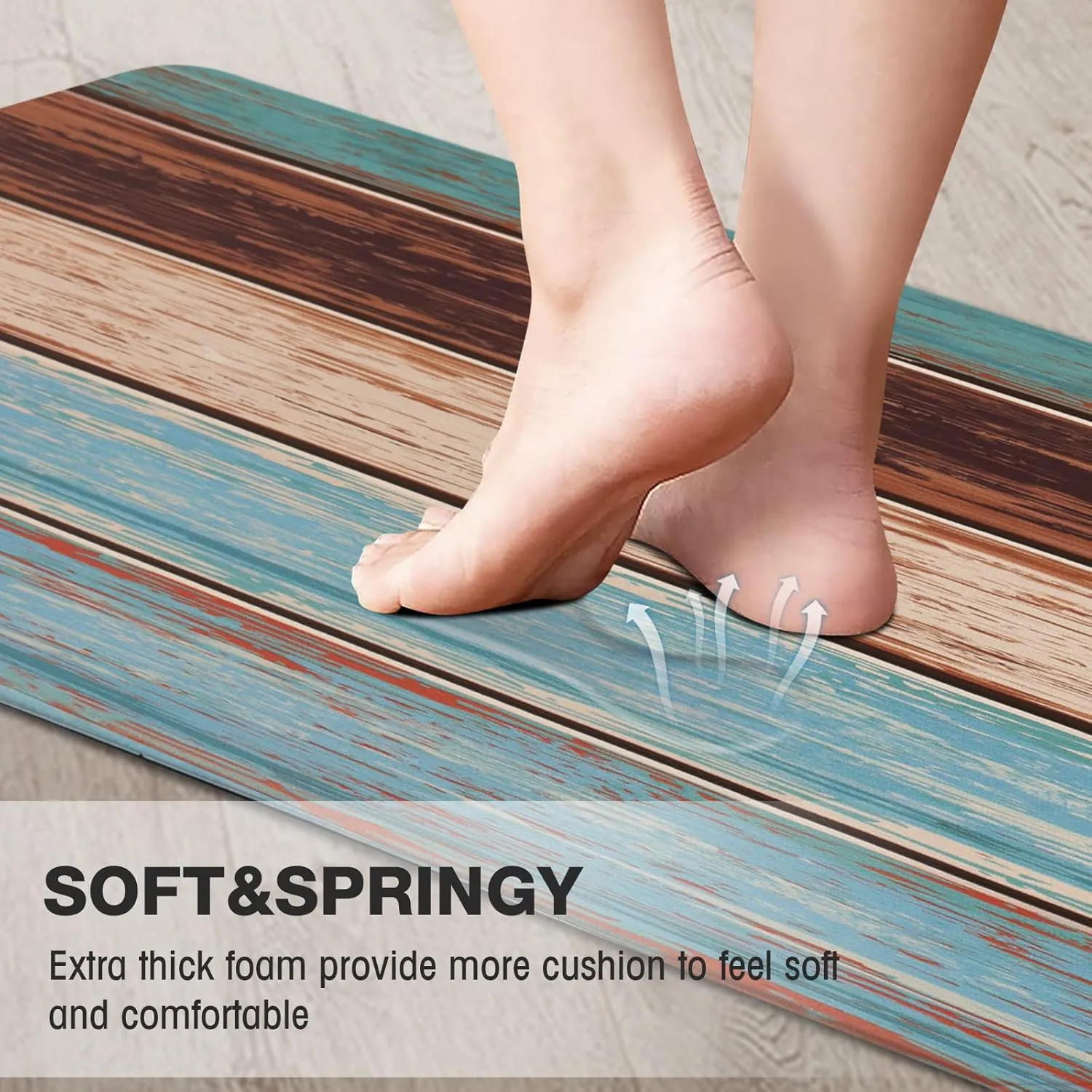 MAYHMYO Kitchen Rug Anti Fatigue Kitchen Mat Cushioned Farmhouse Kitchen Rugs Non Skid Waterproof Kitchen Rugs and Mats Retro Rustic Wood Texture Kitchen Mats for Floor Laundry Standing Desk Sink