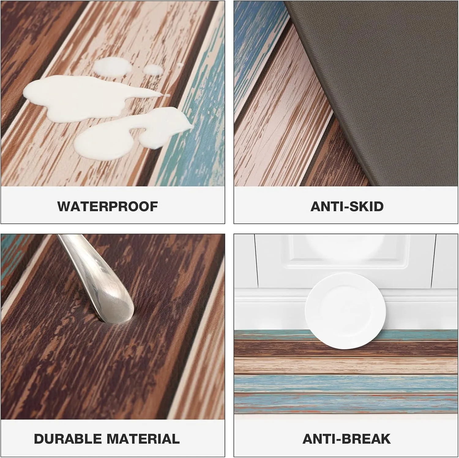 MAYHMYO Kitchen Rug Anti Fatigue Kitchen Mat Cushioned Farmhouse Kitchen Rugs Non Skid Waterproof Kitchen Rugs and Mats Retro Rustic Wood Texture Kitchen Mats for Floor Laundry Standing Desk Sink
