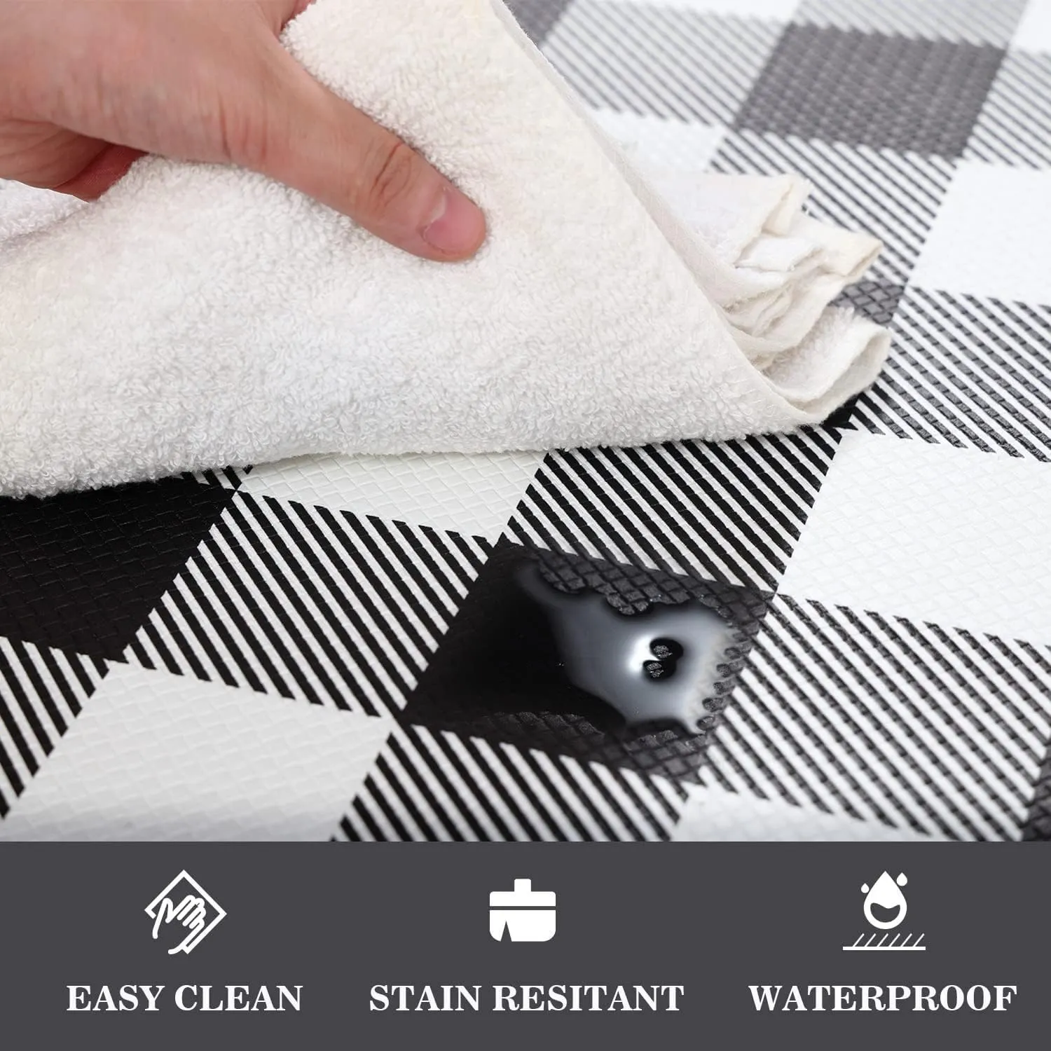 MAYHMYO Kitchen Rugs Anti Fatigue Kitchen Floor Mat Black and Rugs Kitchen Runner Rug Non Skid Waterproof Kitchen Rugs and Mats Black and White Kitchen Mats for Floor Laundry Office Sink