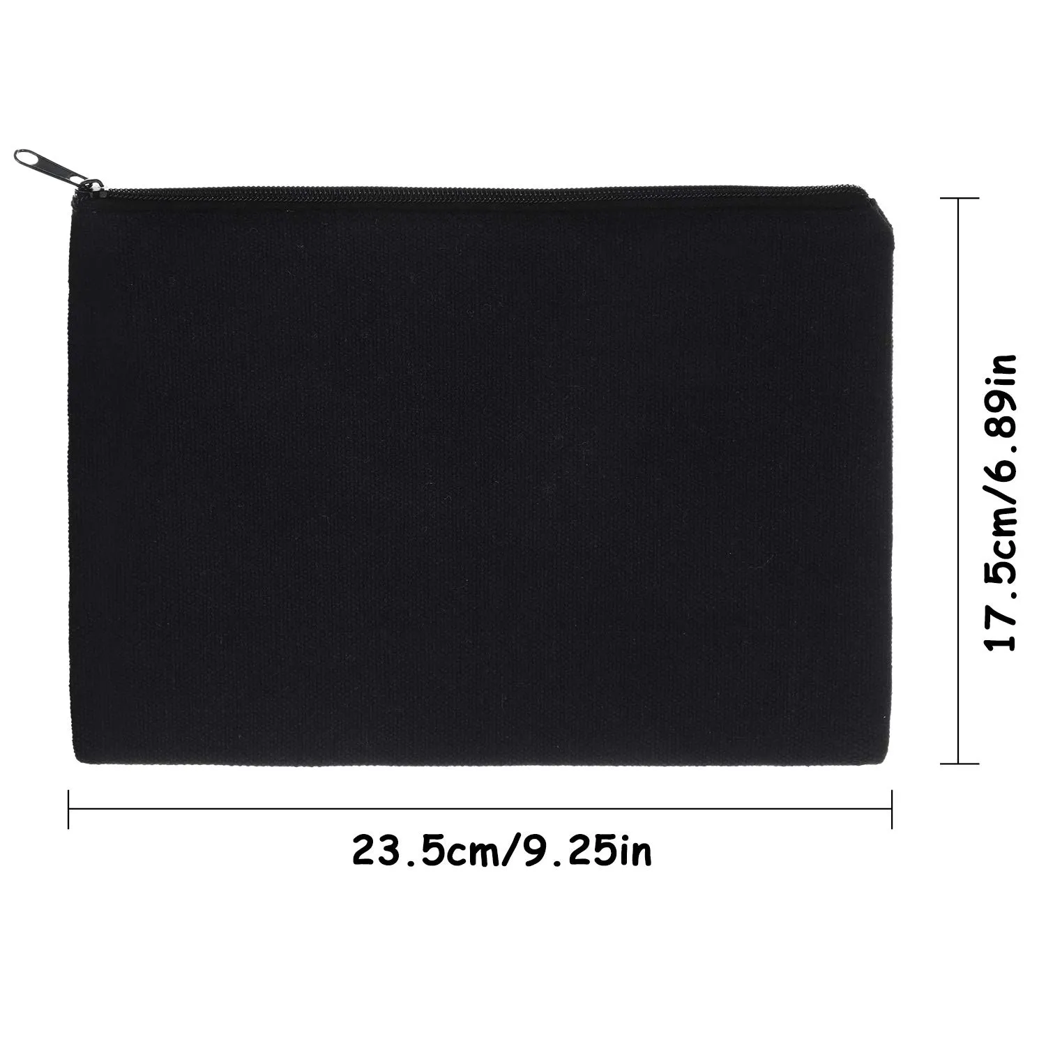 meekoo 16 Pack Canvas Blank Cosmetics Bag Multi-Purpose Zipper Canvas Makeup Pouches Travel Toiletry Pouches Pen Pencil Plain DIY Craft Bag (L, Beige and Black)
