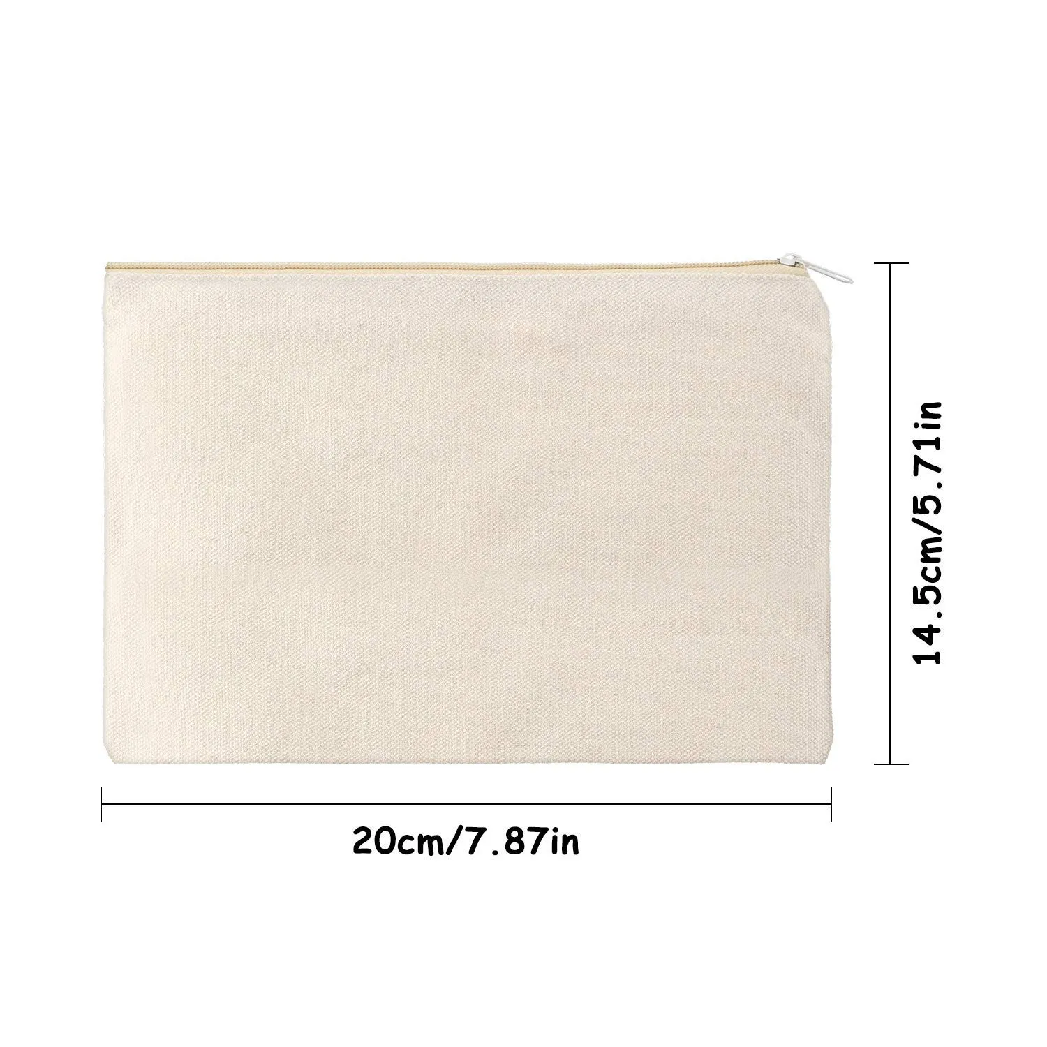 meekoo 16 Pack Canvas Blank Cosmetics Bag Multi-Purpose Zipper Canvas Makeup Pouches Travel Toiletry Pouches Pen Pencil Plain DIY Craft Bag(M,Beige)
