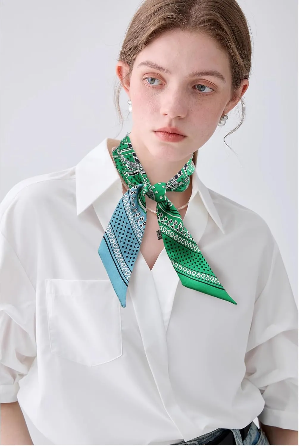 MEISEE Mulberry silk Scarf hair ribbons for hair handbag scarf Tie Bundle Scarf Neckerchief Head Scarf for women 2"*35"
