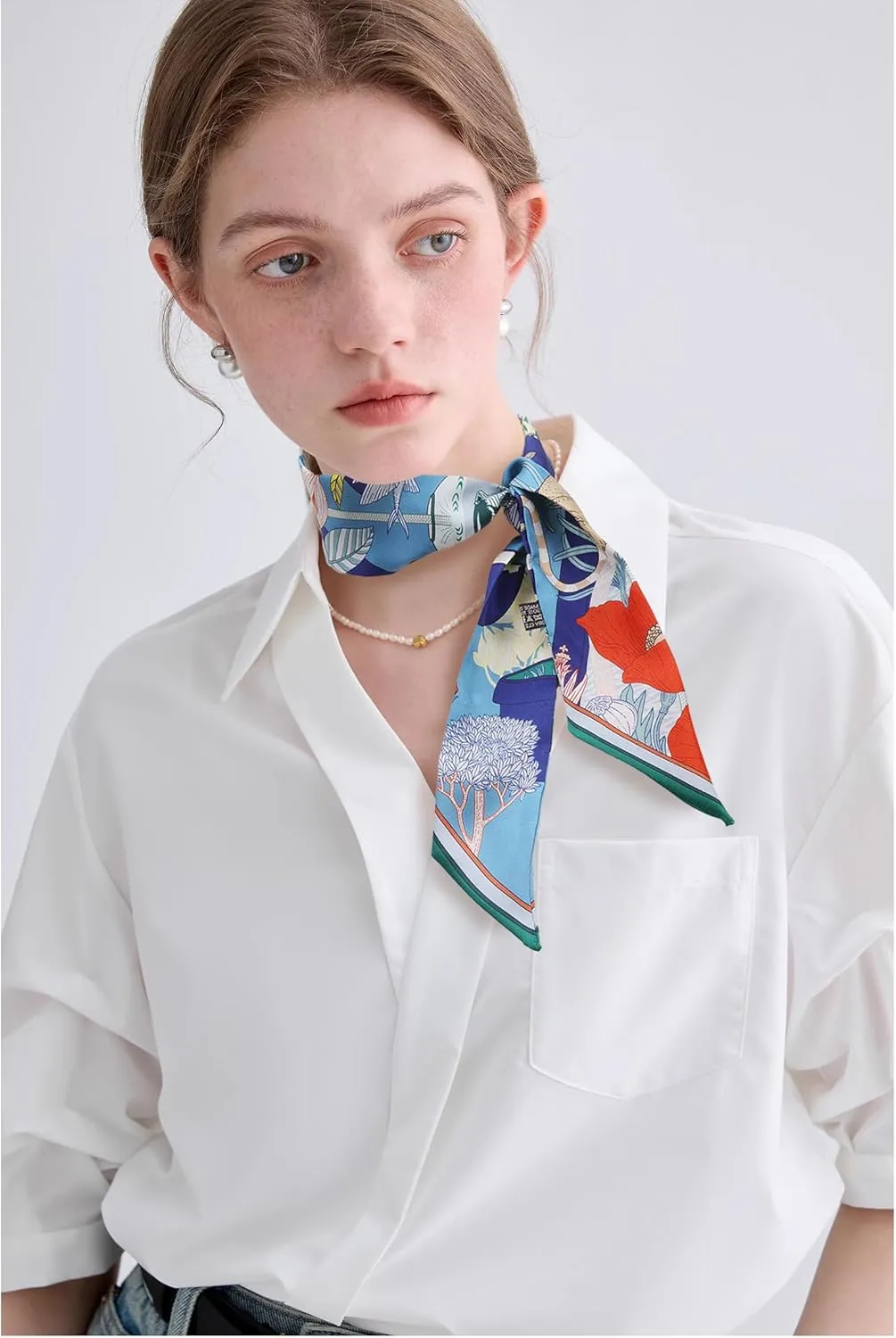 MEISEE Mulberry silk Scarf hair ribbons for hair handbag scarf Tie Bundle Scarf Neckerchief Head Scarf for women 2"*35"