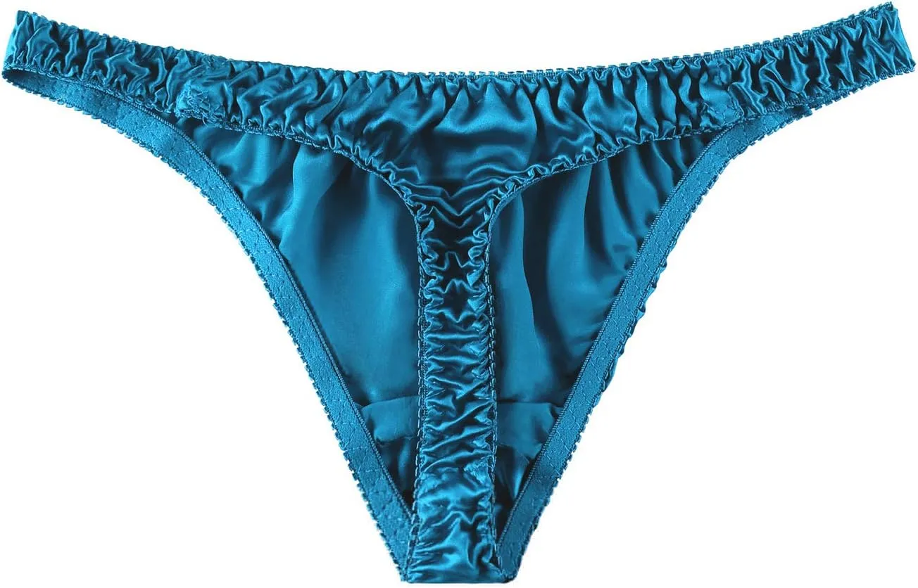 Men's 3Pairs Pure Silk Briefs String Panties Soft Pouch Smooth Healthy Basic Bikini Breathable Underwear