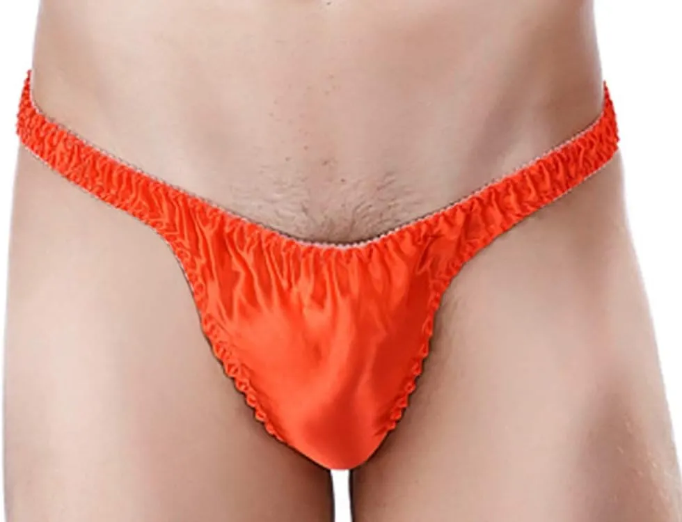 Men's 3Pairs Pure Silk Briefs String Panties Soft Pouch Smooth Healthy Basic Bikini Breathable Underwear