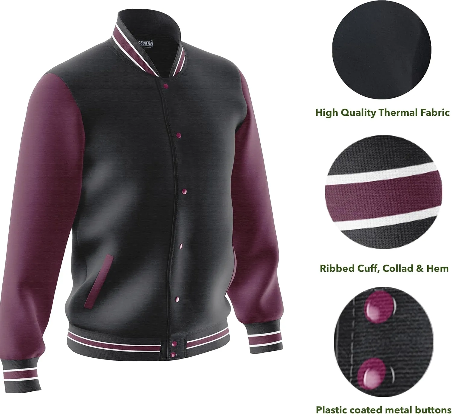 Men's Fashion Varsity Jacket Casual Regular Fit Letterman Baseball Bomber Jackets Fleece