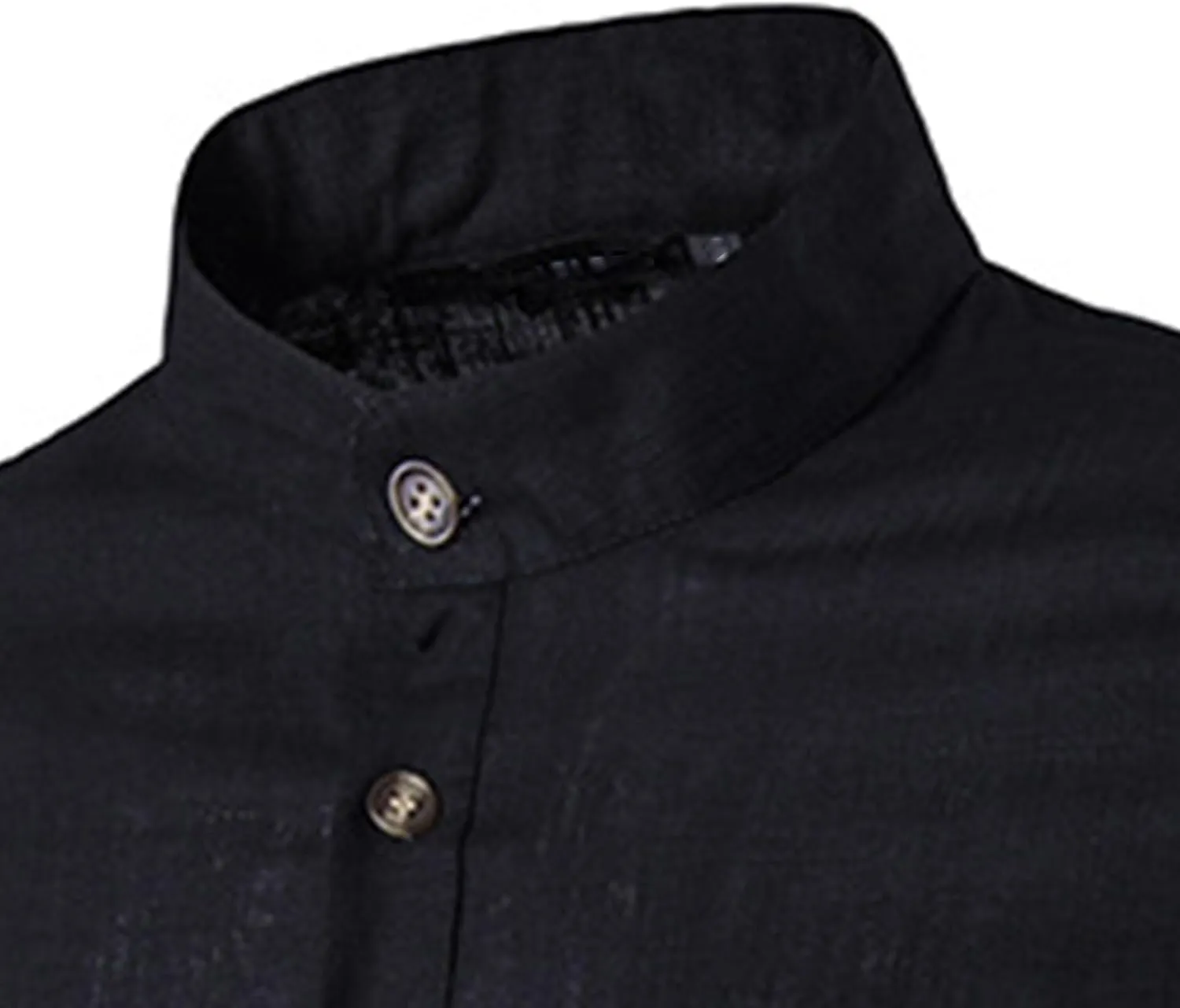 Men's Henley Linen Long Sleeve Shirts Casual Button-Down Shirts Roll-Up Slim Fit Tee Top