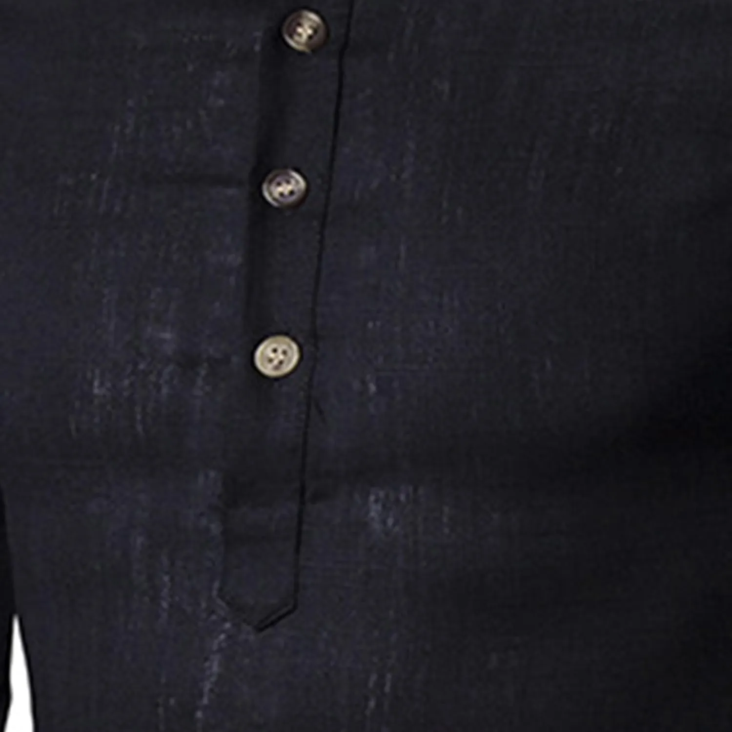 Men's Henley Linen Long Sleeve Shirts Casual Button-Down Shirts Roll-Up Slim Fit Tee Top
