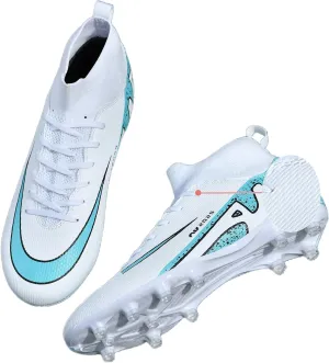 Mens High-Top Soccer Cleats Womens Turf Football Shoes Boys Girls Lightweight Youth Professional Indoor Outdoor AG Black Purple Pink